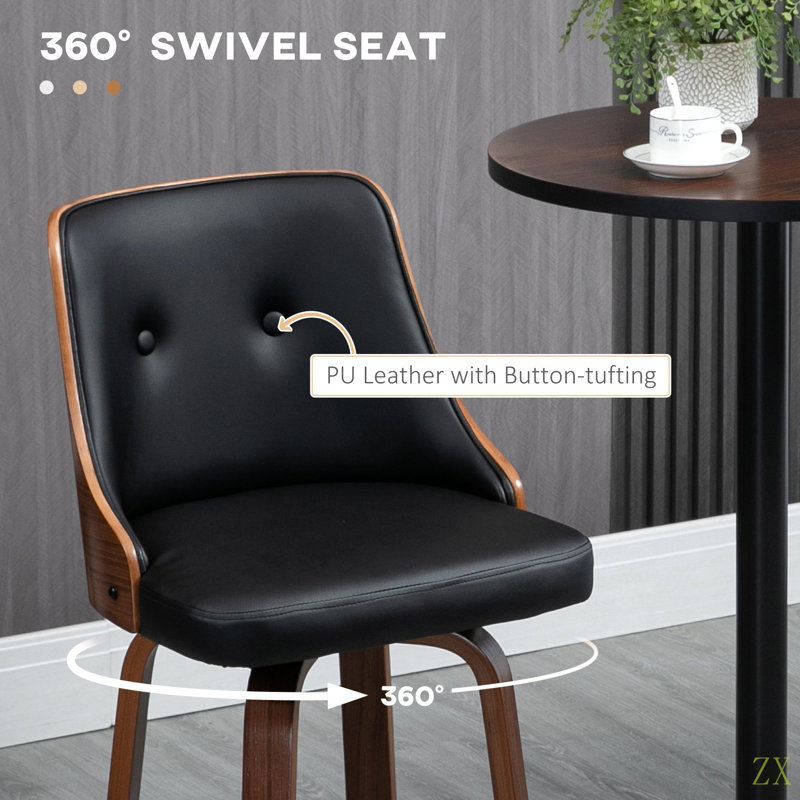 George Oliver Bar Height Bar Stools, PU Leather Swivel Barstools